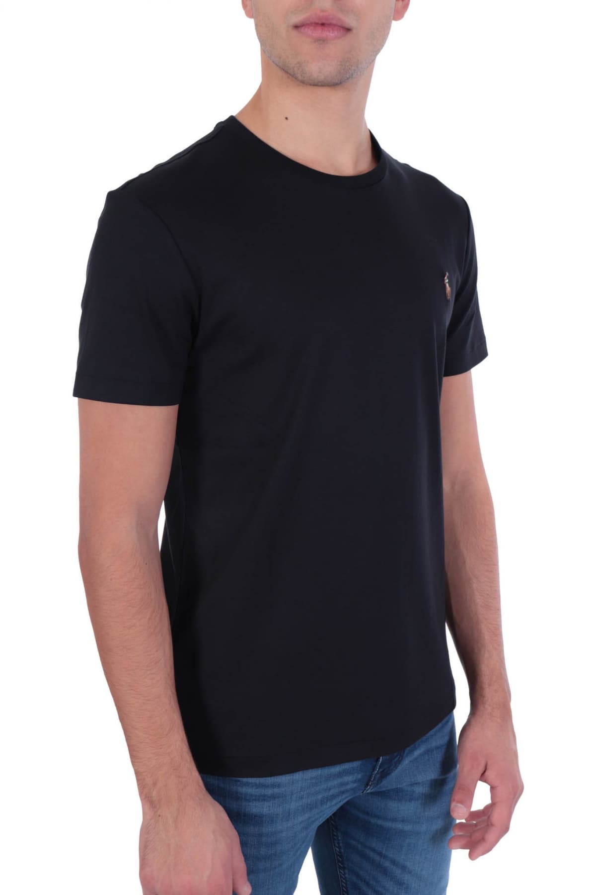 RALPH LAUREN T-SHIRT INTERLOCK LOGO CUSTOM SLIM FIT ΜΑΥΡΟ