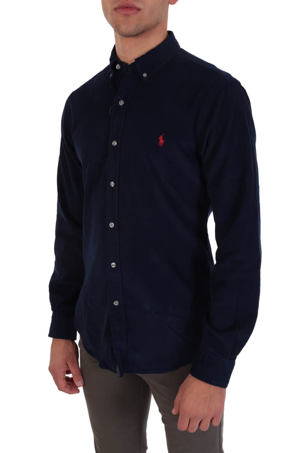 RALPH LAUREN ΠΟΥΚΑΜΙΣΟ SLIM FIT ΚΟΤΛΕ ΜΠΛΕ