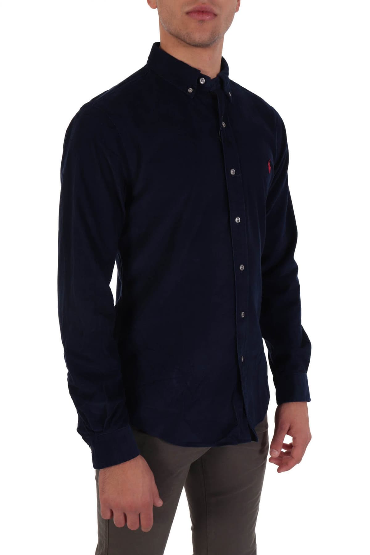 RALPH LAUREN ΠΟΥΚΑΜΙΣΟ SLIM FIT ΚΟΤΛΕ ΜΠΛΕ