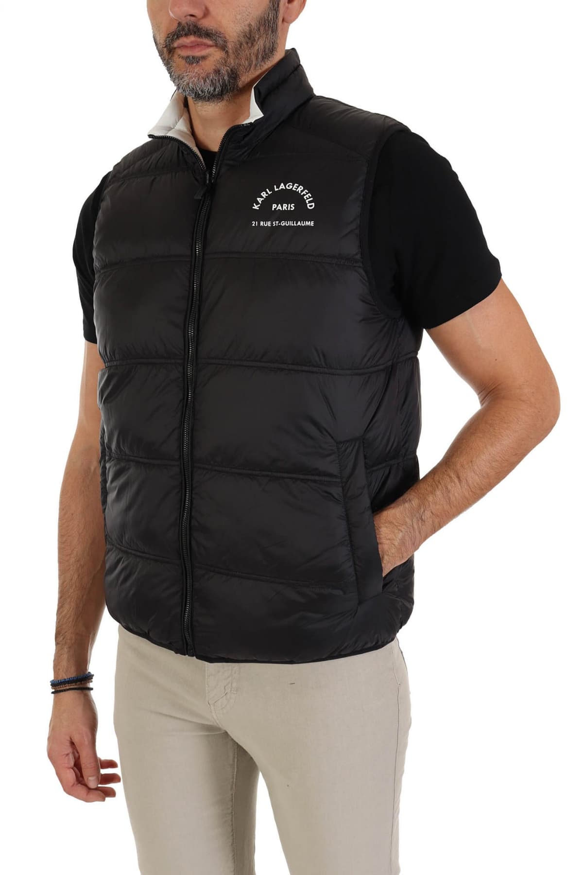 KARL LAGERFELD ΜΠΟΥΦΑΝ ΑΜΑΝΙΚΟ REVERSIBLE LOGO ΜΑΥΡΟ-ΛΕΥΚΟ