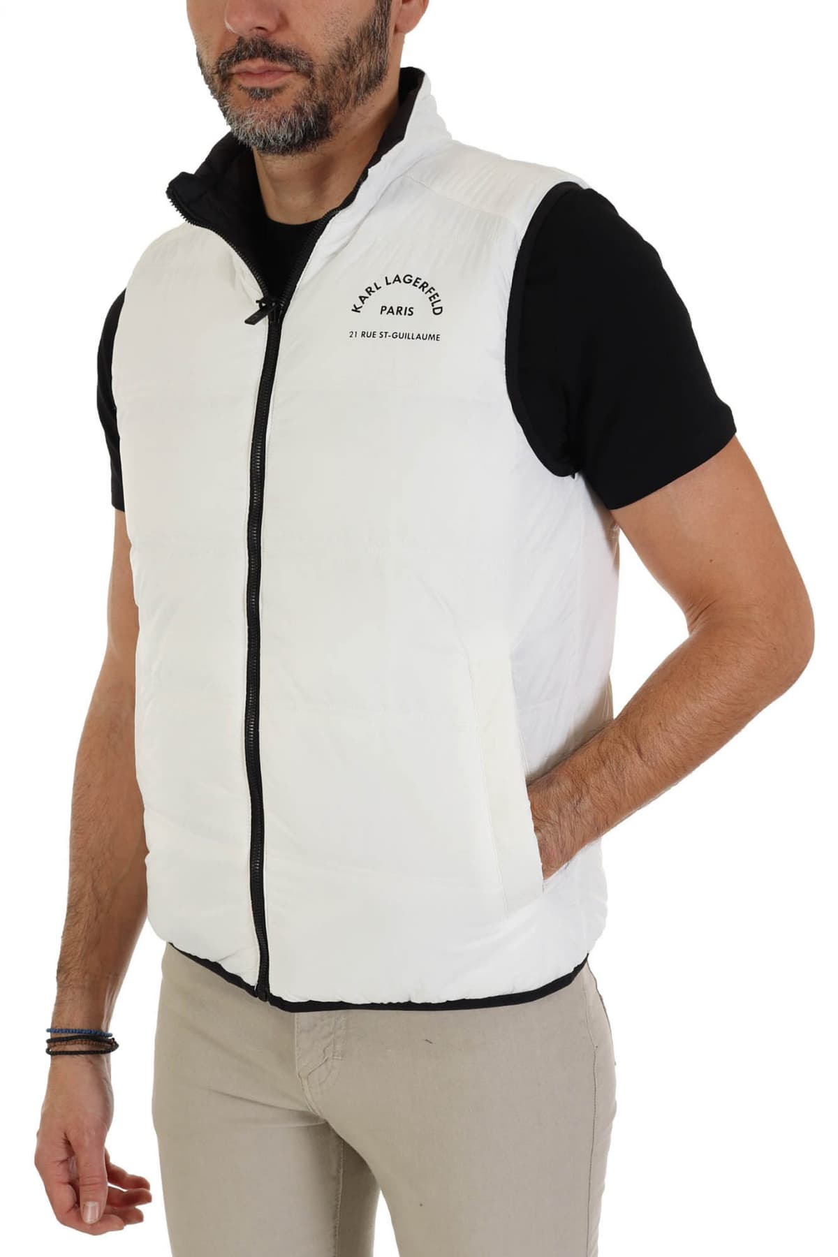 KARL LAGERFELD ΜΠΟΥΦΑΝ ΑΜΑΝΙΚΟ REVERSIBLE LOGO ΜΑΥΡΟ-ΛΕΥΚΟ