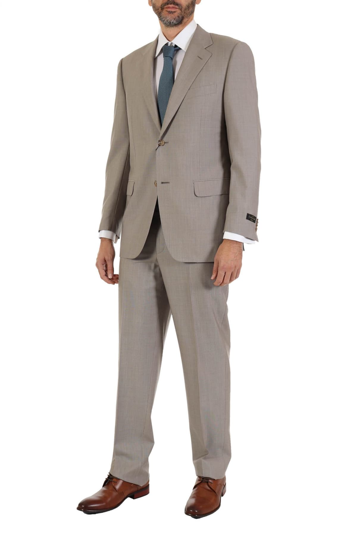 CORNELIANI ΚΟΣΤΟΥΜΙ ΔΙΚΟΥΜΠΟ SUPER 150 ΜΙΚΡΟΣΧΕΔΙΟ ΓΚΡΙ-ΚΑΦΕ