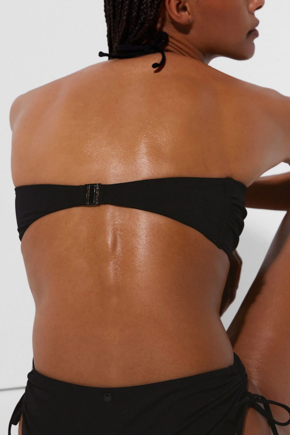 KARL LAGERFELD ΜΑΓΙΩ TOP DNA BANDEUE ΔΕΣΙΜΟ ΛΑΙΜΟ LOGO ΜΑΥΡΟ