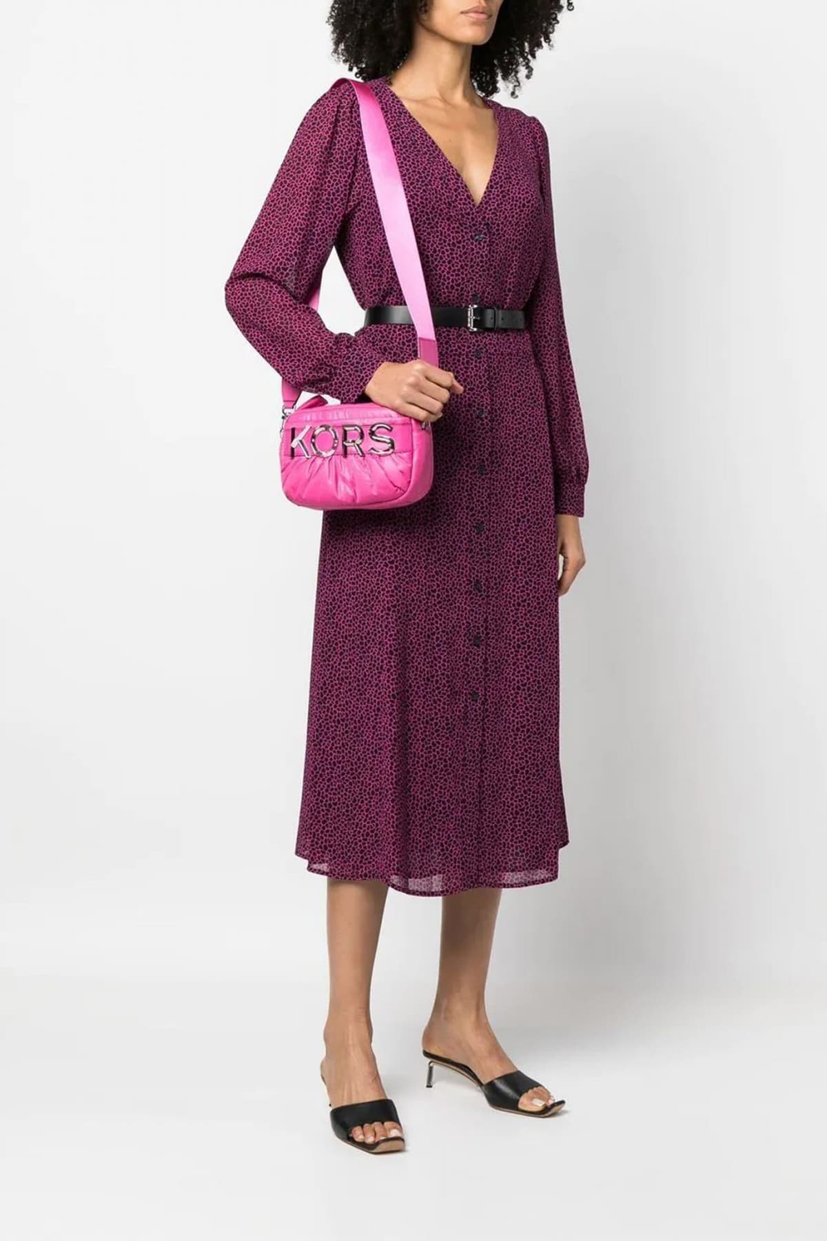 MICHAEL KORS ΤΣΑΝΤΑΚΙ CROSSBODY/ΩΜΟΥ LEONIE LOGO ΦΟΥΞΙΑ