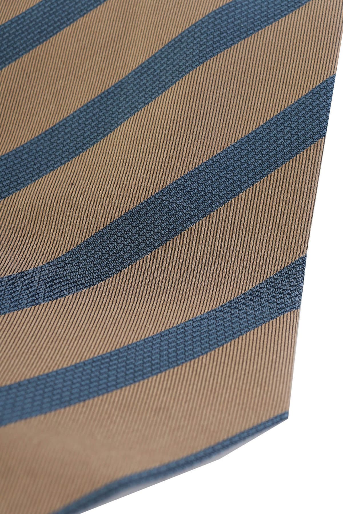 ARMANI COLLEZIONI ΓΡΑΒΑΤΑ 9CM ΡΙΓΕ ΜΠΛΕ-ΚΑΦΕ