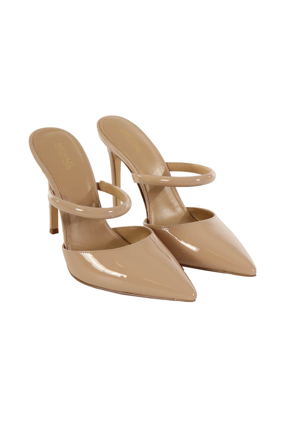 MICHAEL KORS ΠΑΠΟΥΤΣΙΑ MULES JESSA MULE PUMP ΛΟΥΣΤΡΙΝΙ ΜΠΕΖ