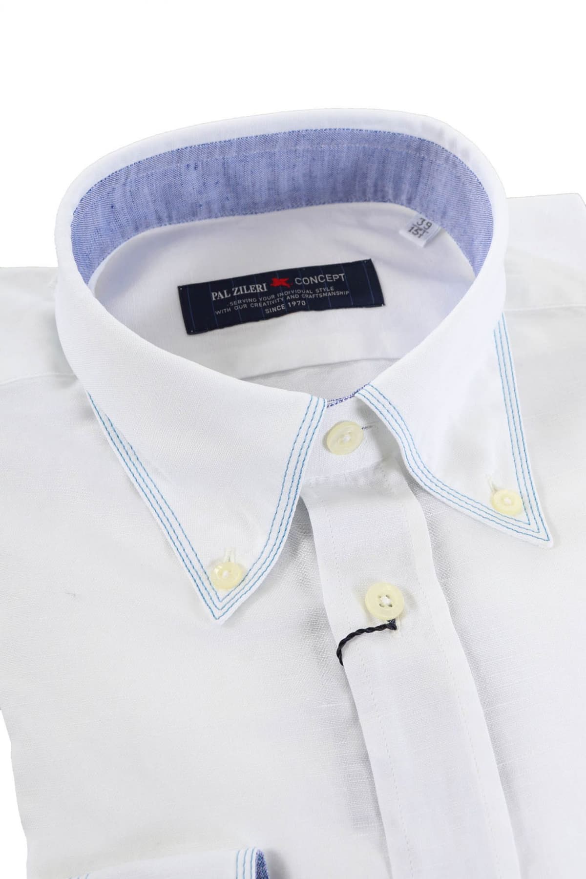 PAL ZILERI ΠΟΥΚΑΜΙΣΟ ΛΙΝΟ BUTTON DOWN ΛΕΥΚΟ