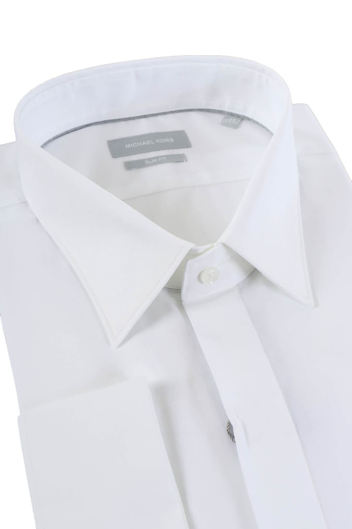 MICHAEL KORS ΠΟΥΚΑΜΙΣΟ SLIM FIT ΜΑΝΙΚΕΤΟΚΟΥΜΠΟ ΛΕΥΚΟ