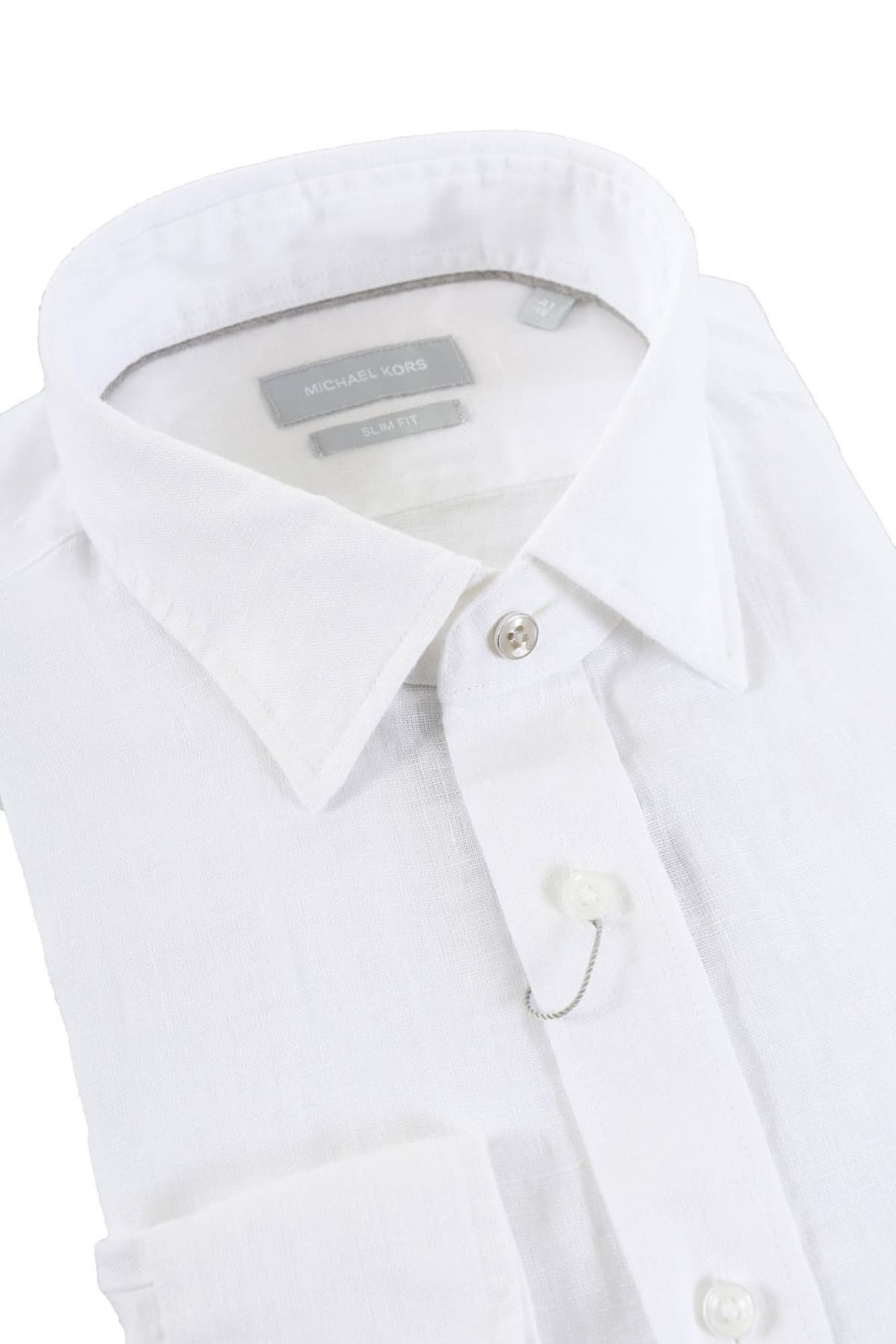 MICHAEL KORS ΠΟΥΚΑΜΙΣΟ SLIM FIT ΛΙΝΟ ΛΕΥΚΟ