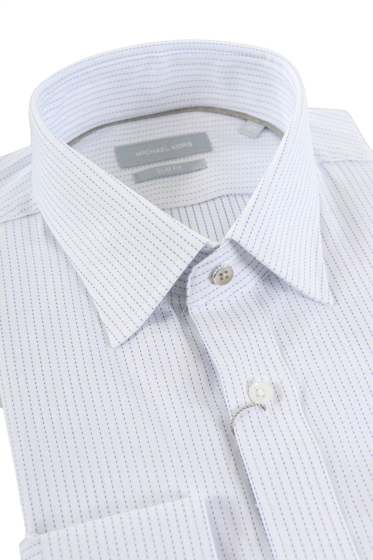 MICHAEL KORS ΠΟΥΚΑΜΙΣΟ ΡΙΓΕ MODERN FIT STRETCH ΛΕΥΚΟ-ΜΠΛΕ