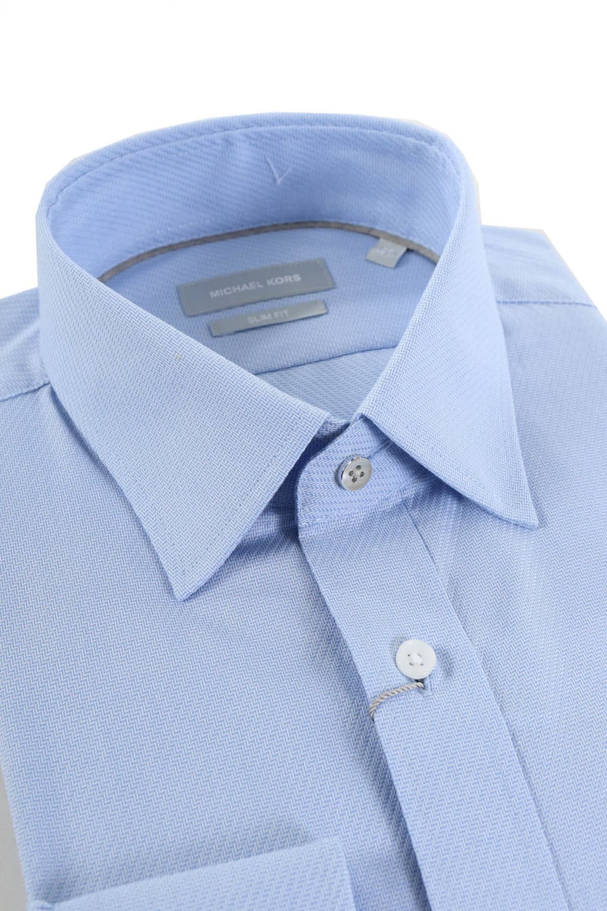 MICHAEL KORS ΠΟΥΚΑΜΙΣΟ ΜΙΚΡΟΣΧΕΔΙΟ MODERN FIT STRETCH ΣΙΕΛ