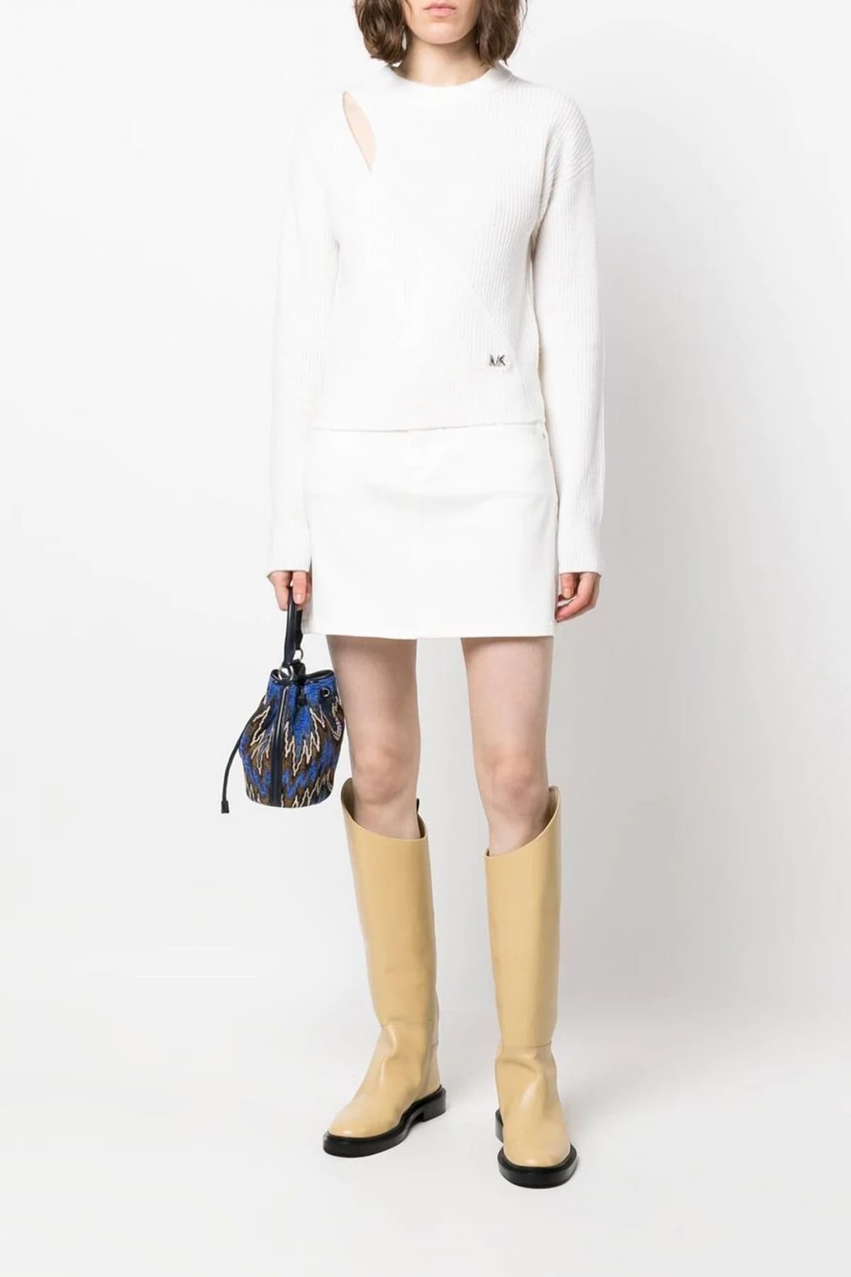 MICHAEL KORS ΠΛΕΚΤΟ ΛΑΙΜΟΚΟΨΗ ΜΕΤΑΛΛΙΚΟ LOGO ΙΒΟΥΑΡ