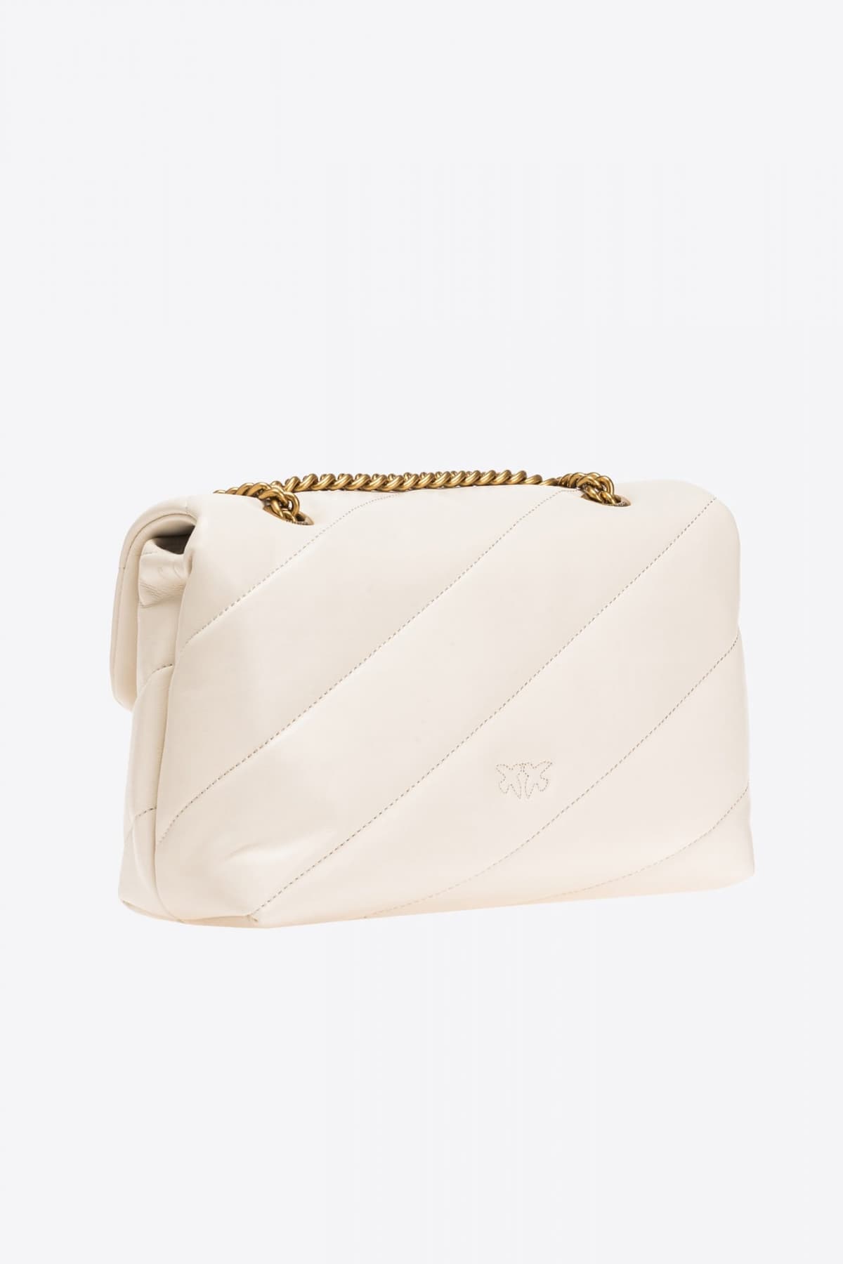 PINKO ΤΣΑΝΤΑ ΩΜΟΥ/CROSS BODY LOVE CLASSIC PUFF CL SHEEP NAPPA ΛΕΥΚΟ/ΧΡΥΣΟ