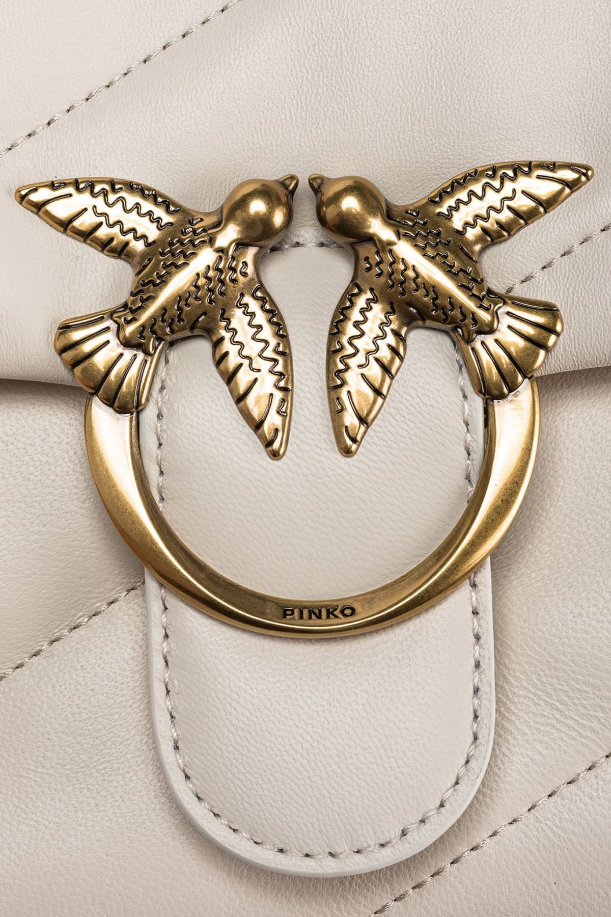 PINKO ΤΣΑΝΤΑ ΩΜΟΥ/CROSS BODY LOVE CLASSIC PUFF CL SHEEP NAPPA ΛΕΥΚΟ/ΧΡΥΣΟ