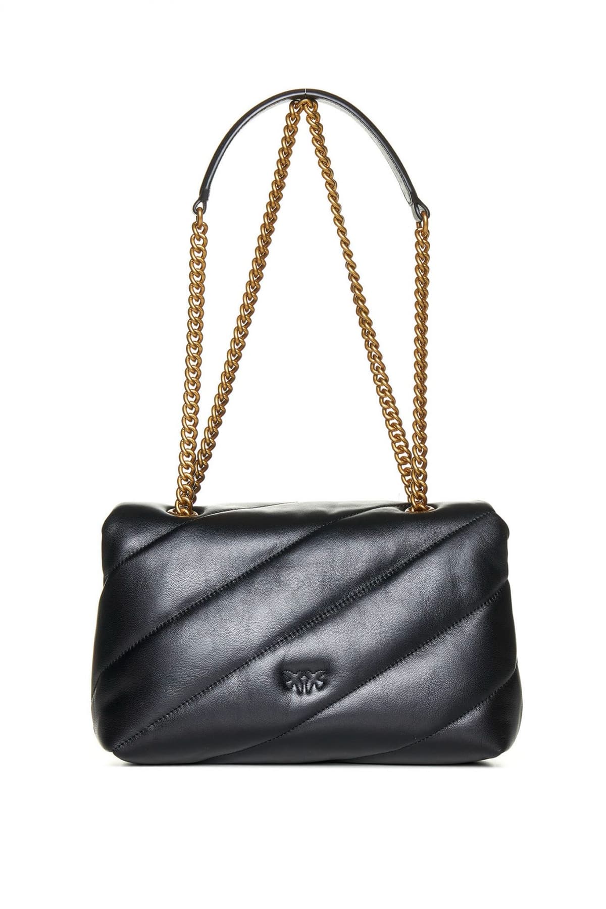 PINKO ΤΣΑΝΤΑ ΩΜΟΥ/CROSSBODY LOVE CLASSIC PUFF CL SHEEP NAPPA ΜΑΥΡΟ/ΧΡΥΣΟ