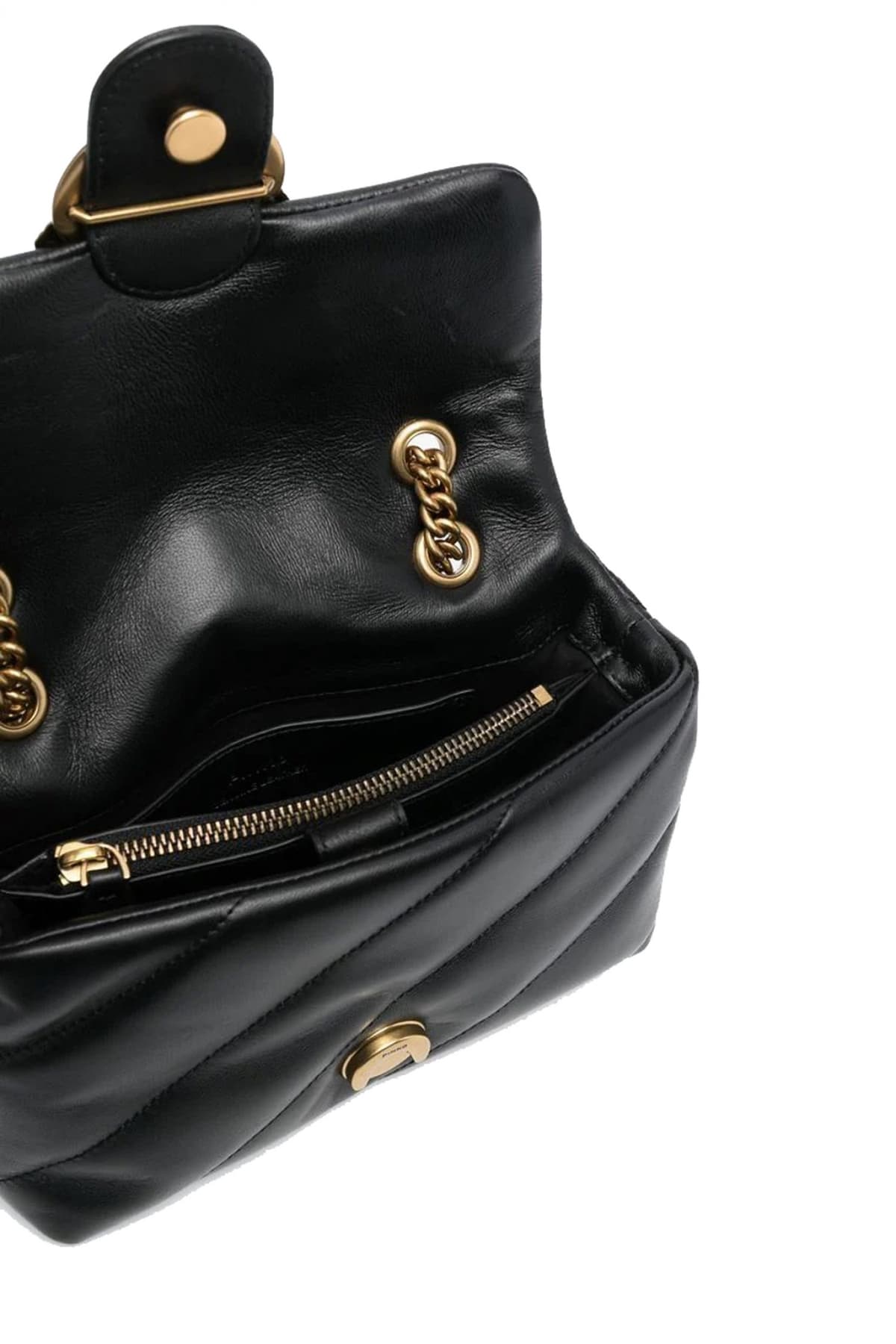 PINKO ΤΣΑΝΤΑ ΩΜΟΥ/CROSS BODY LOVE MINI PUFF CL SHEEP NAPPA ΜΑΥΡΟ/ΧΡΥΣΟ