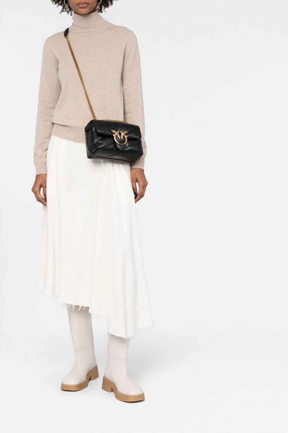 PINKO ΤΣΑΝΤΑ ΩΜΟΥ/CROSS BODY LOVE MINI PUFF CL SHEEP NAPPA ΜΑΥΡΟ/ΧΡΥΣΟ