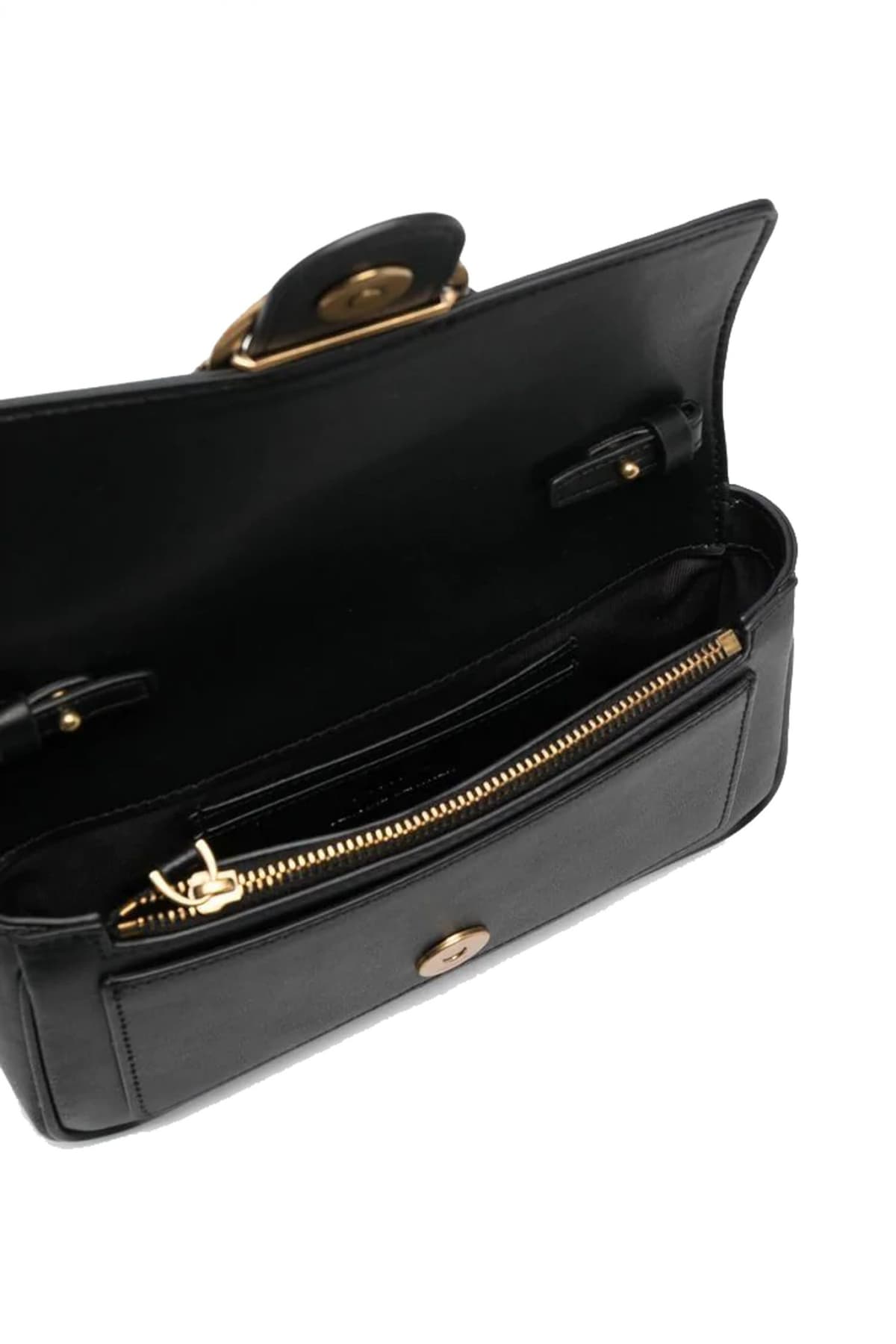 PINKO ΤΣΑΝΤΑΚΙ LOVE ONE POCKET C VITELLO SETA ΑΛΥΣΙΔΑ ΜΑΥΡΟ /ΧΡΥΣΟ