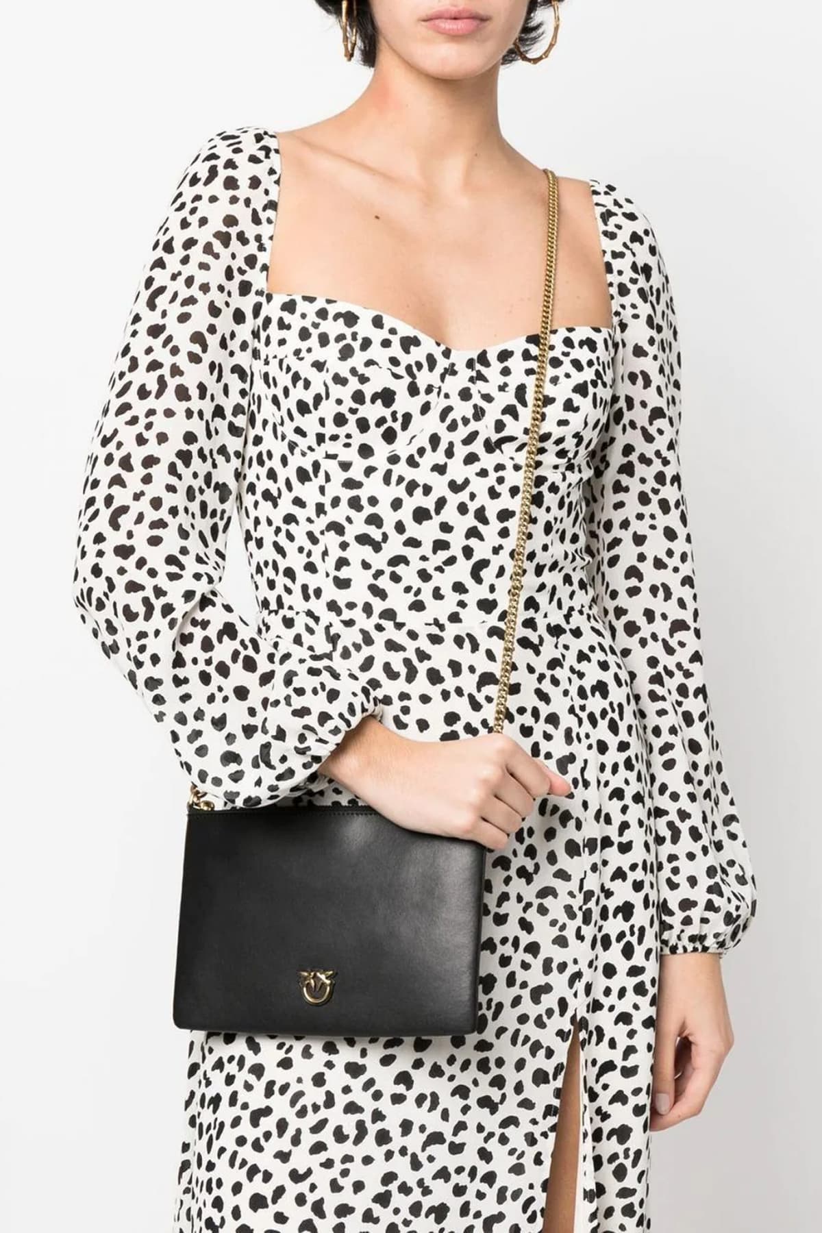 PINKO ΤΣΑΝΤΑΚΙ ΩΜΟΥ/CROSS BODY FLAT CLASSIC VITELLO ΜΑΥΡΟ