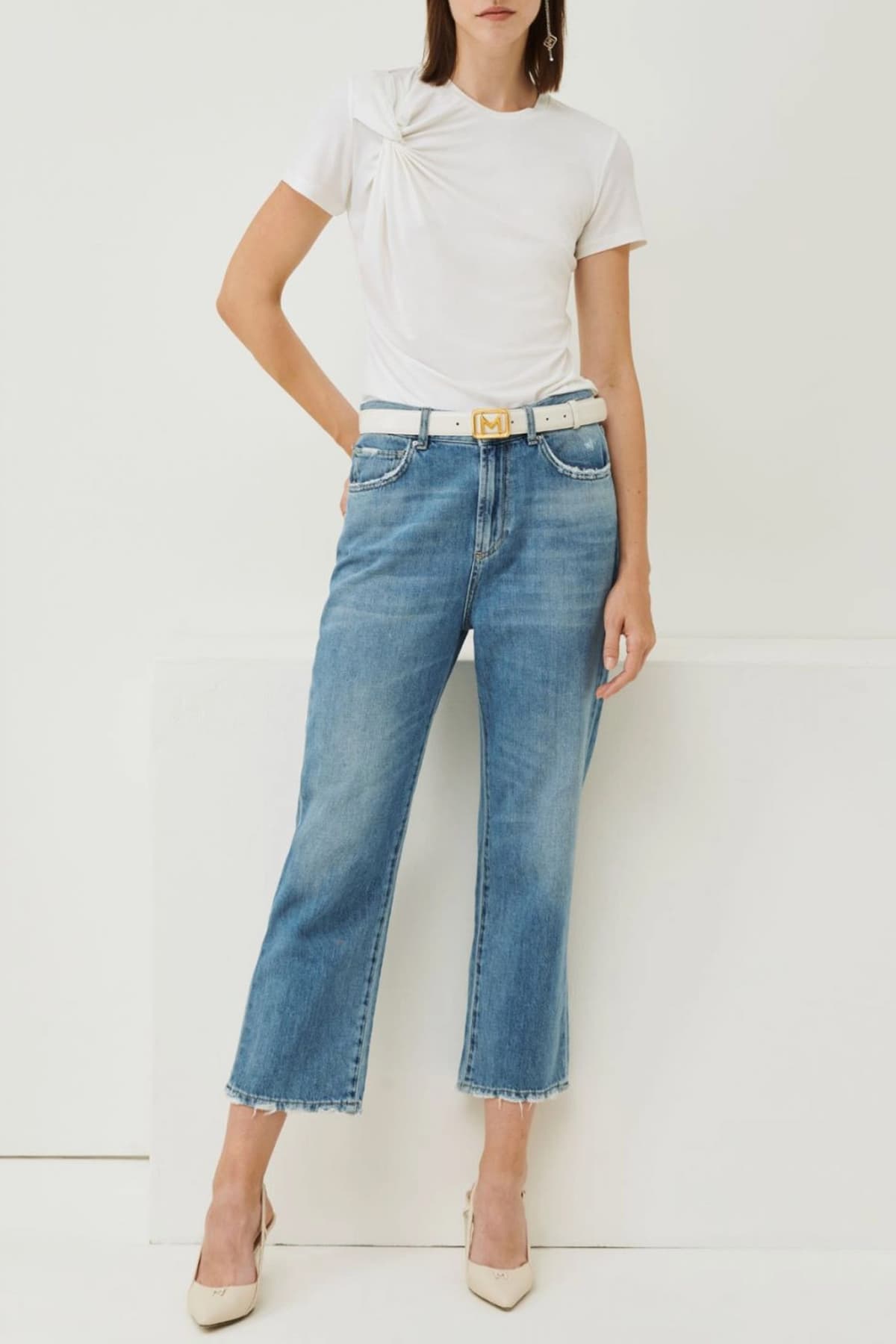 MARELLA T-SHIRT BAMBY ΛΑΙΜΟΚΟΨΗ ΚΟΜΠΟΣ ΛΕΥΚΟ