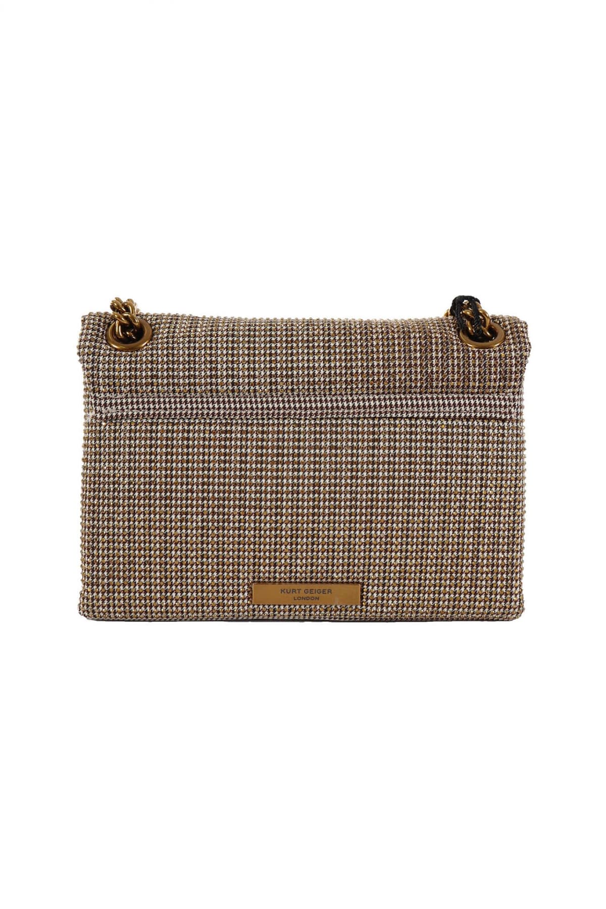 KURT GEIGER ΤΣΑΝΤΑKI CROSS BODY FABRIC MINI KENSINGTON V ME ΑΛΥΣΙΔΑ ΜΠΕΖ/ΧΡΥΣΟ