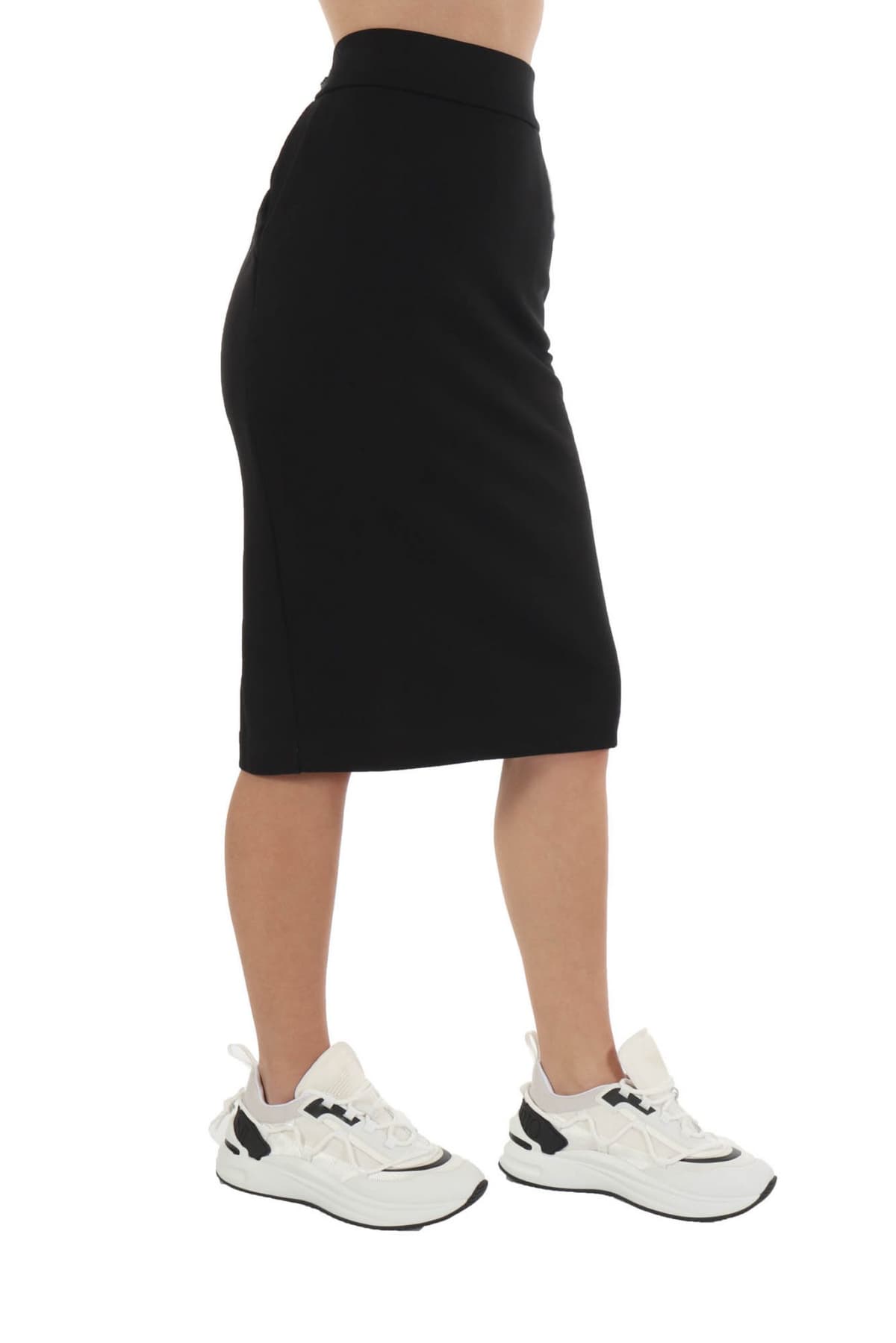 EMPORIO ARMANI ΦΟΥΣΤΑ MIDI ΑΝΟΙΓΜΑ ΜΠΡΟΣΤΑ LOGO ΜΑΥΡΟ