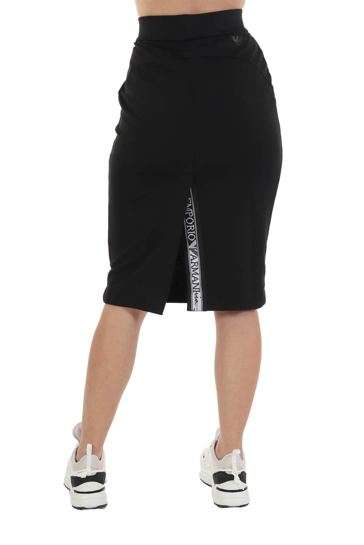 EMPORIO ARMANI ΦΟΥΣΤΑ MIDI ΑΝΟΙΓΜΑ ΜΠΡΟΣΤΑ LOGO ΜΑΥΡΟ