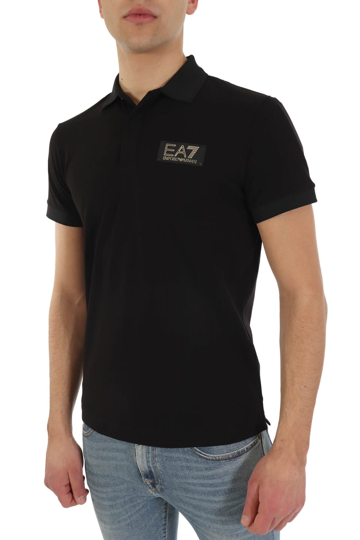 ARMANI 7 POLO LOGO ΜΑΥΡΟ-ΧΡΥΣΟ