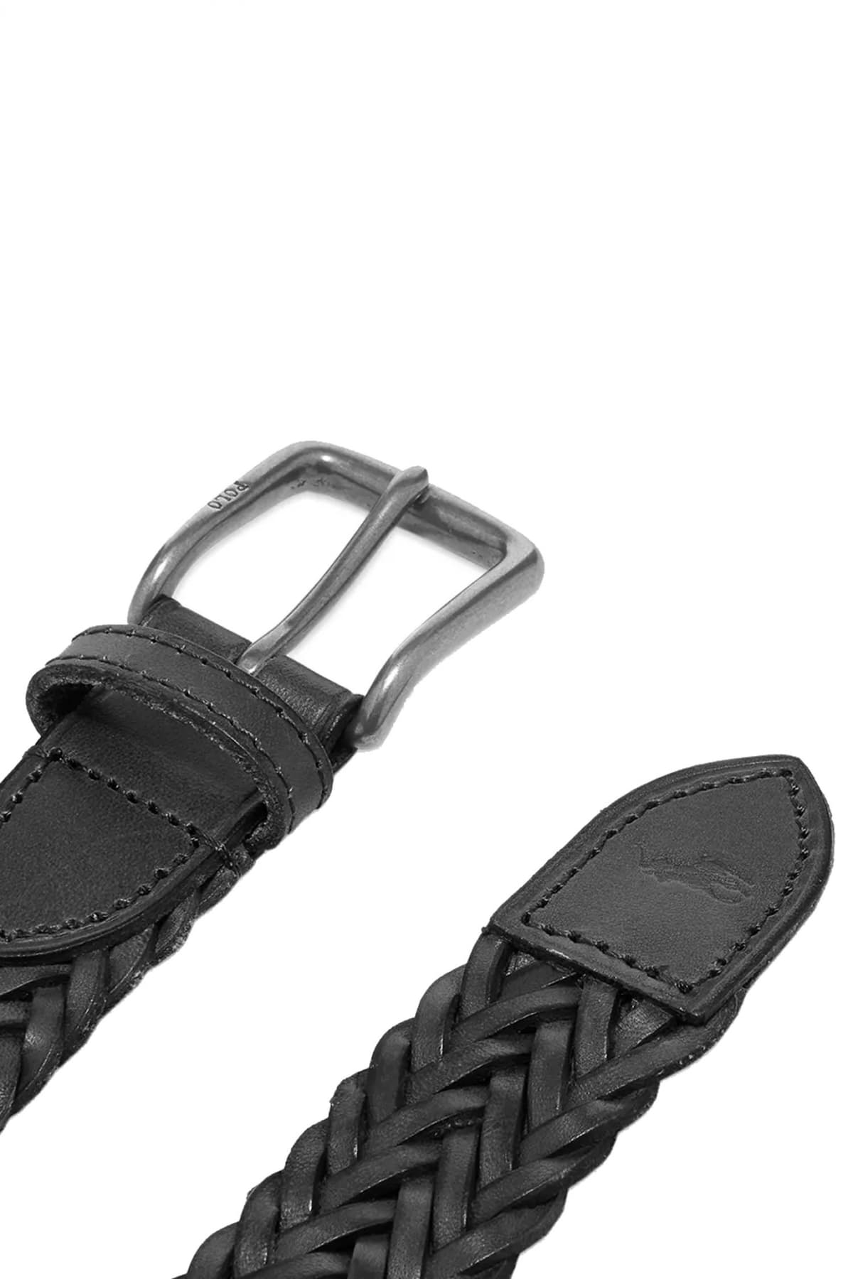 RALPH LAUREN ΖΩΝΗ ΔΕΡΜΑ ΠΛΕΚΤΗ ΜΑΥΡΟ