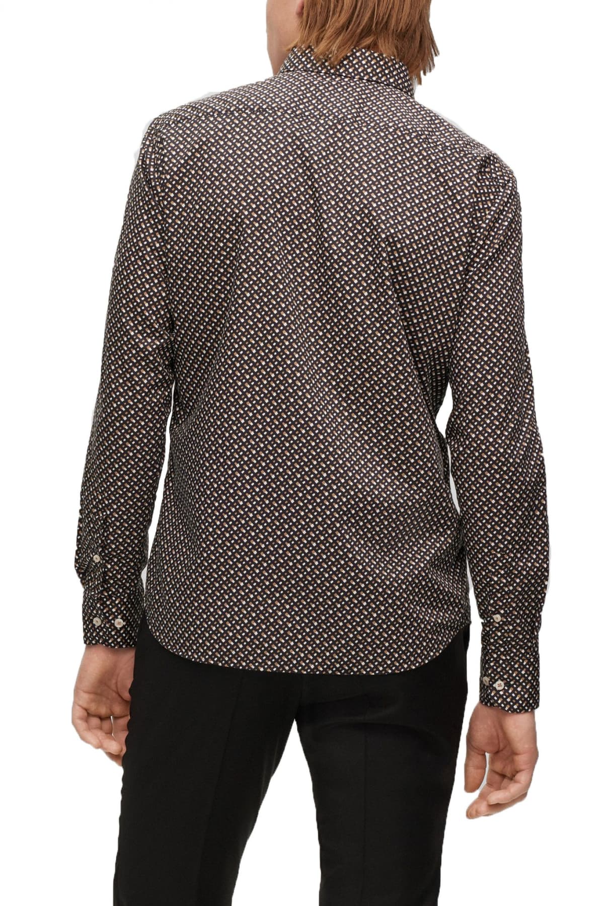 BOSS ΠΟΥΚΑΜΙΣΟ ALLOVER LOGO CASUAL FIT C-HAL-KENT-C1-223 ΜΠΕΖ-ΜΑΥΡΟ-ΛΕΥΚΟ