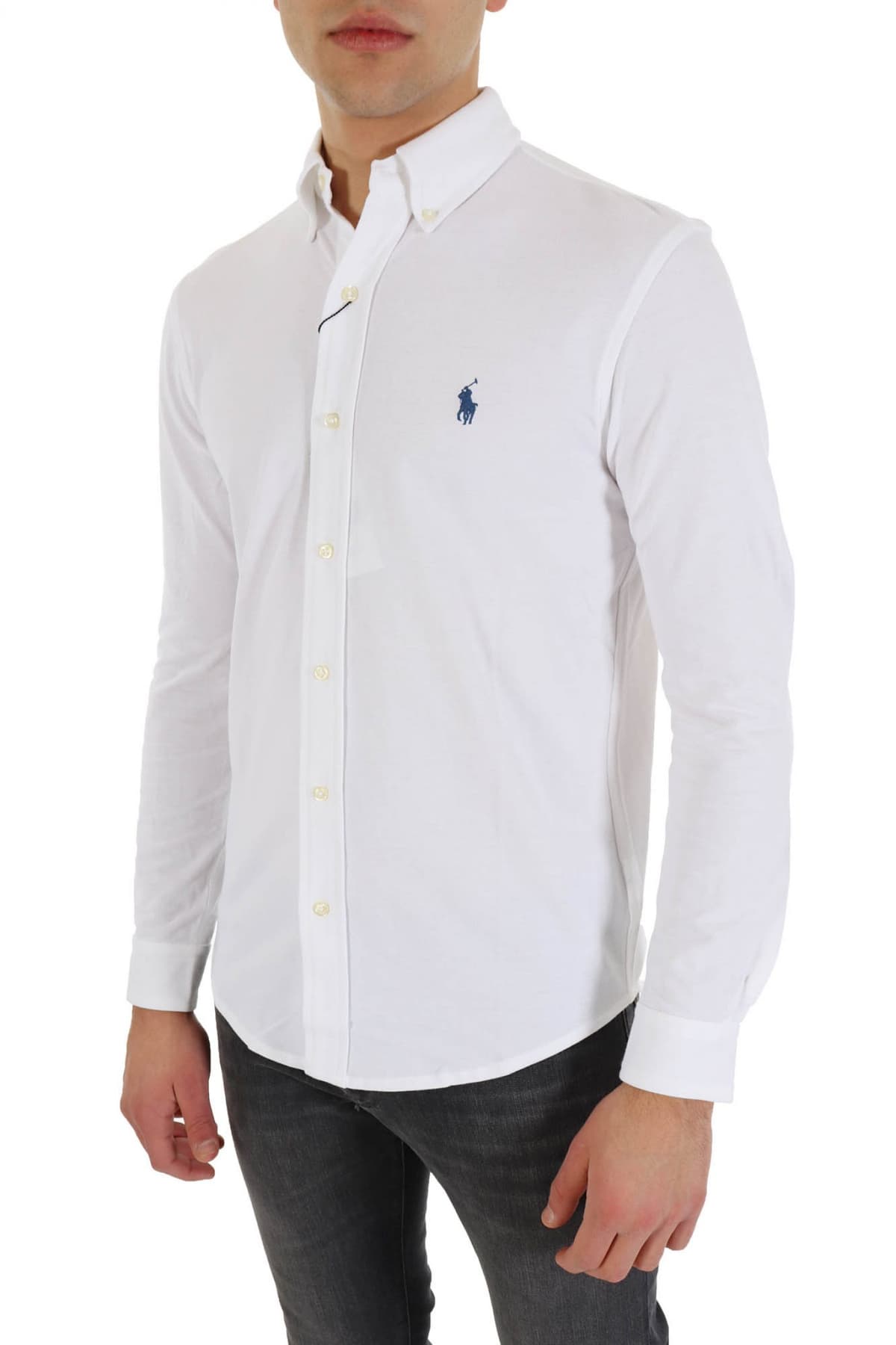 RALPH LAUREN ΠΟΥΚΑΜΙΣΟ PIQUET FEATHERWEIGHT MESH BUTTON DOWN BSR ΛΕΥΚΟ