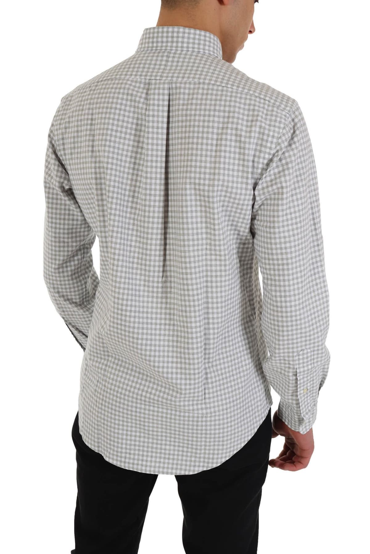 RALPH LAUREN ΠΟΥΚΑΜΙΣΟ KAΡΩ BUTTON DOWN OXFORD CUSTOM FIT ΓΚΡΙ