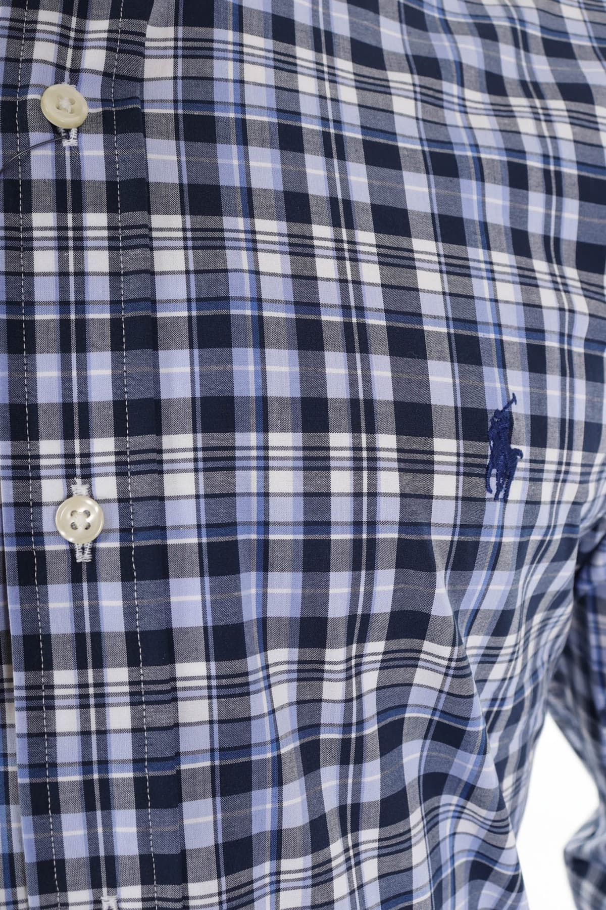 RALPH LAUREN ΠΟΥΚΑΜΙΣΟ ΚΑΡΩ BUTTON DOWN CUSTOM FIT STRETCH ΜΠΛΕ-ΣΙΕΛ