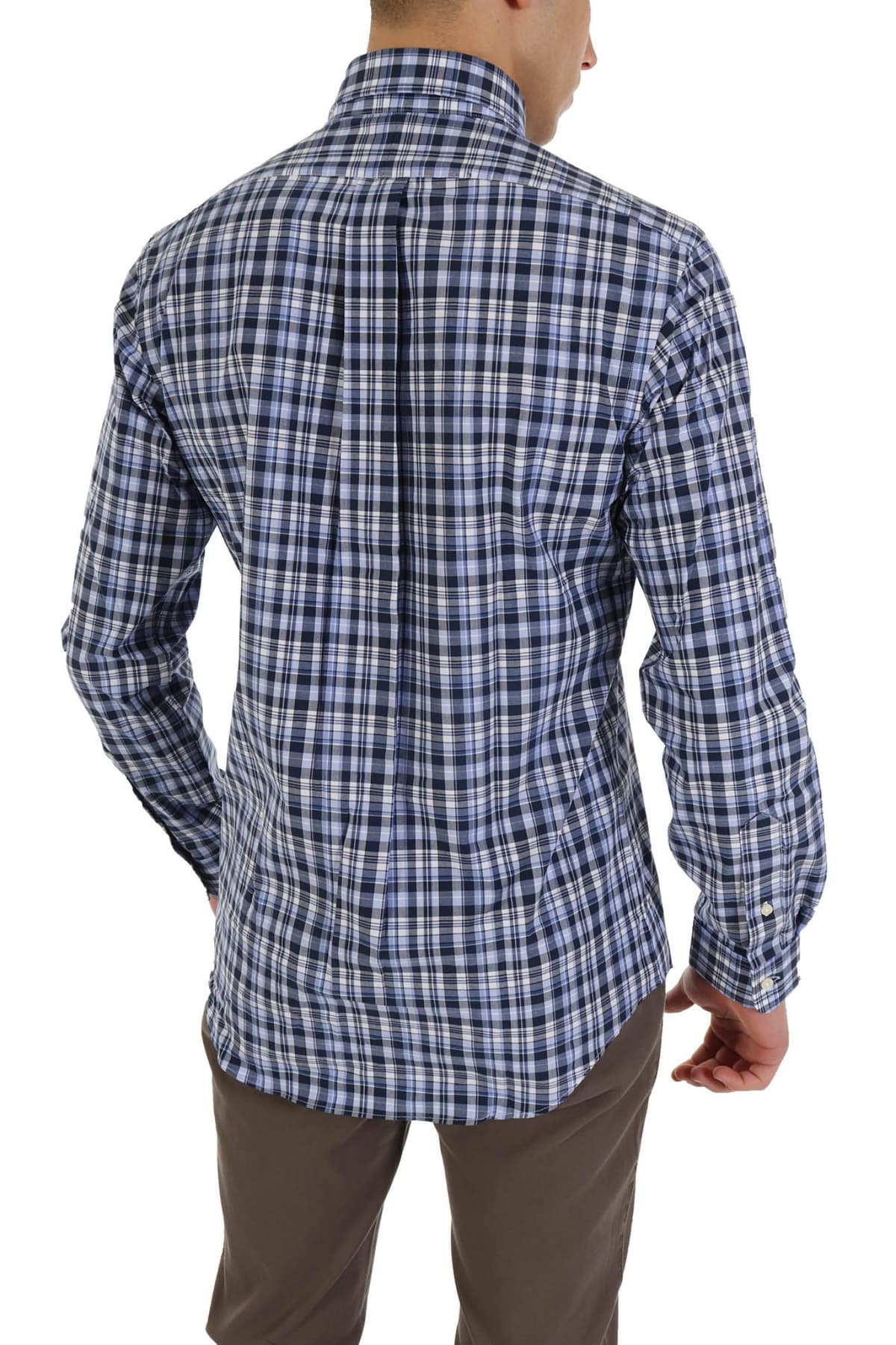 RALPH LAUREN ΠΟΥΚΑΜΙΣΟ ΚΑΡΩ BUTTON DOWN CUSTOM FIT STRETCH ΜΠΛΕ-ΣΙΕΛ