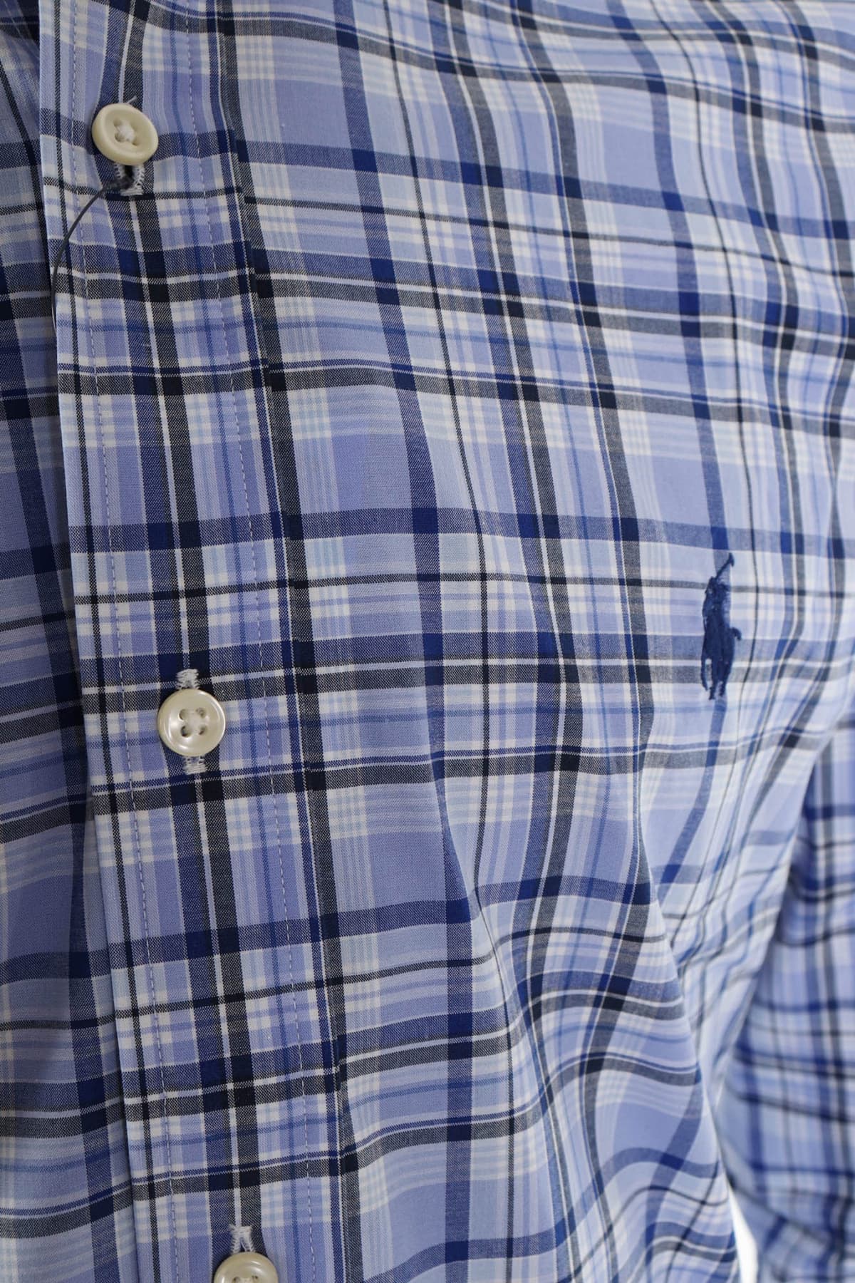 RALPH LAUREN ΠΟΥΚΑΜΙΣΟ ΚΑΡΩ BUTTON DOWN CUSTOM FIT STRETCH ΣΙΕΛ