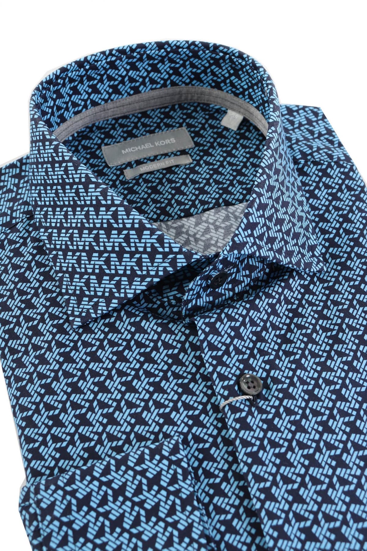 MICHAEL KORS ΠΟΥΚΑΜΙΣΟ MODERN FIT MK DIAGONAL PRINT ΜΠΛΕ