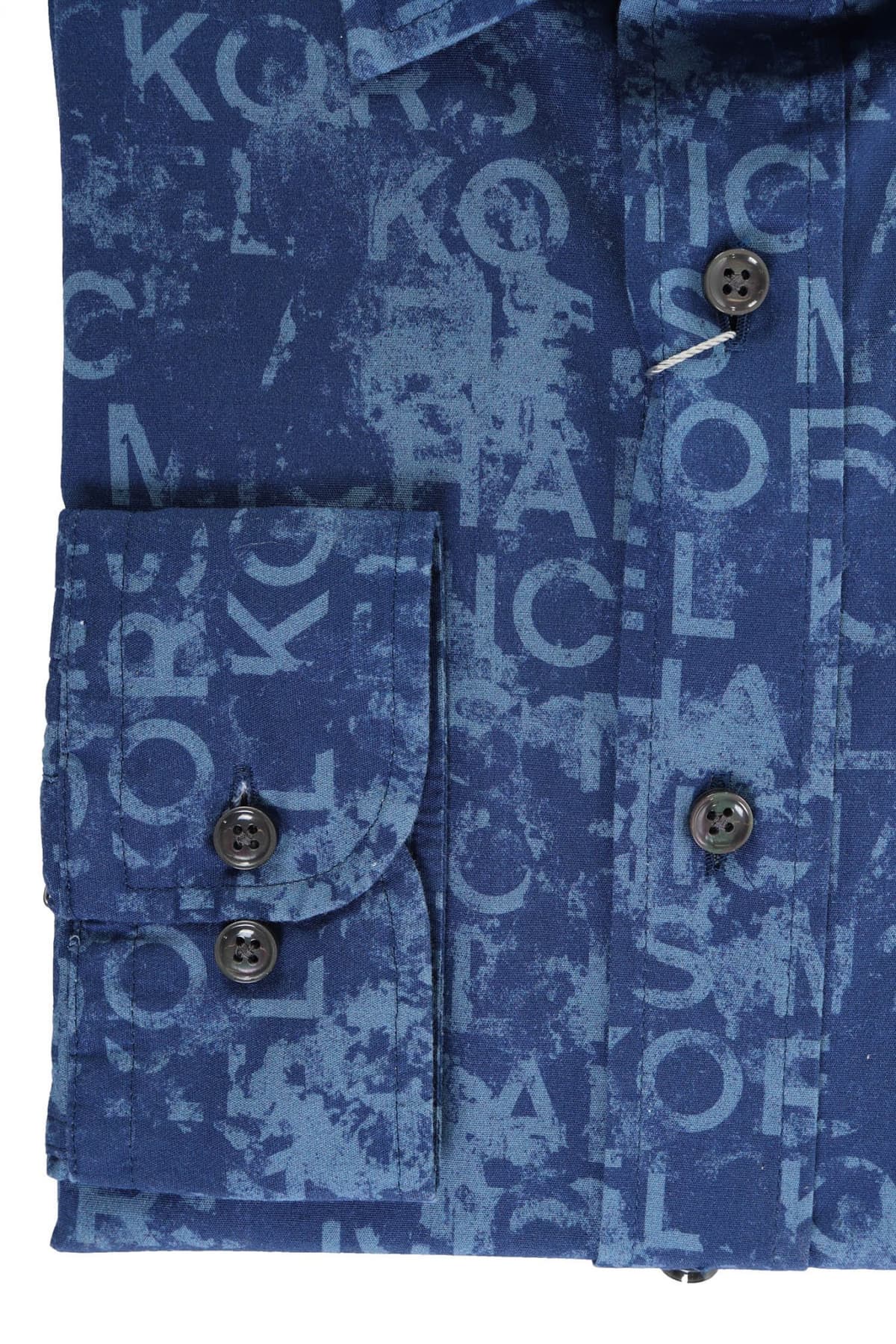 MICHAEL KORS ΠΟΥΚΑΜΙΣΟ SLIM FIT MK PRINT FADED ΜΠΛΕ
