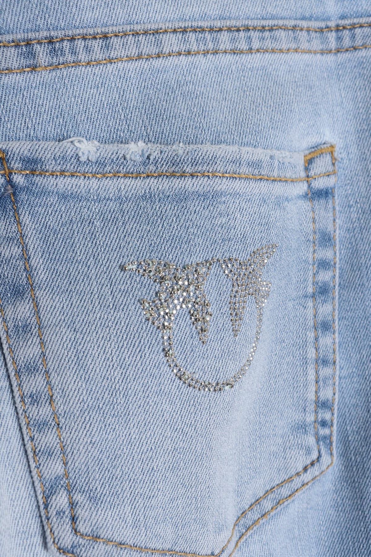PINKO ΠΑΝΤΕΛΟΝI JEANS SUSAN NO BELT SKINNY ΣΤΡΑΣ BIRDS ΤΣΕΠΗ ΓΑΛΑΖΙΟ