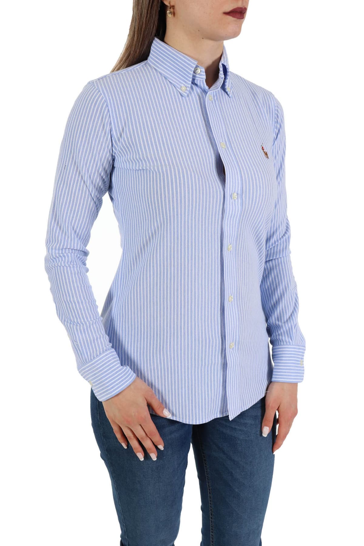 RALPH LAUREN ΠΟΥΚΑΜΙΣΟ KNIT OXFORD BUTTON DOWN BSR ΣΙΕΛ/ ΛΕΥΚΟ