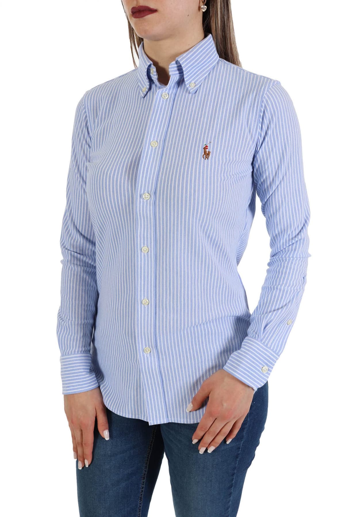 RALPH LAUREN ΠΟΥΚΑΜΙΣΟ KNIT OXFORD BUTTON DOWN BSR ΣΙΕΛ/ ΛΕΥΚΟ