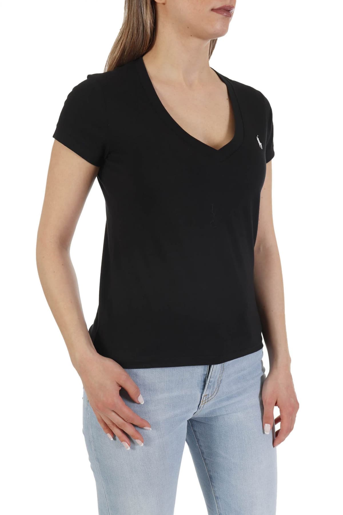 RALPH LAUREN T- SHIRT V-NECK BSR ΜΑΥΡΟ