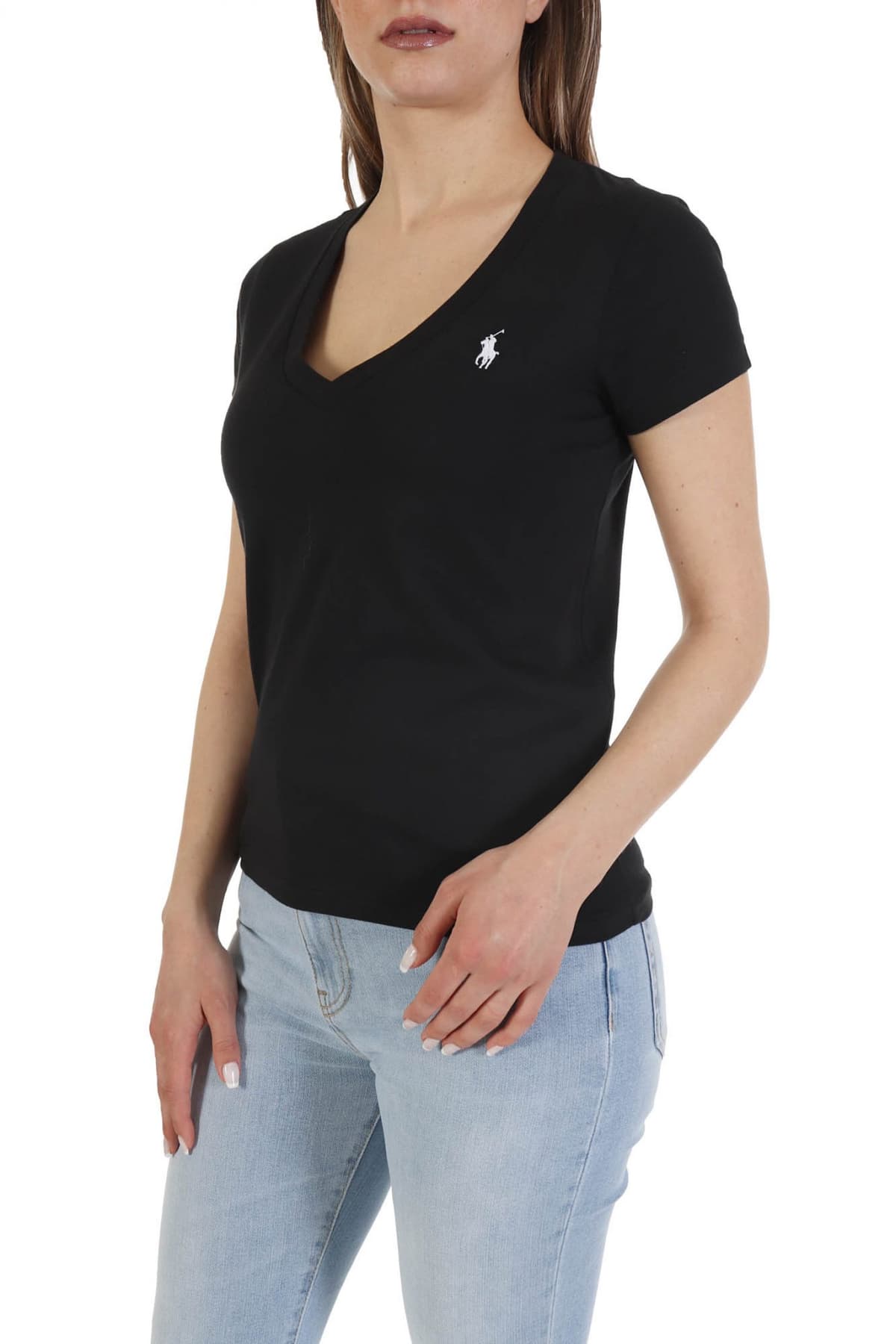 RALPH LAUREN T- SHIRT V-NECK BSR ΜΑΥΡΟ