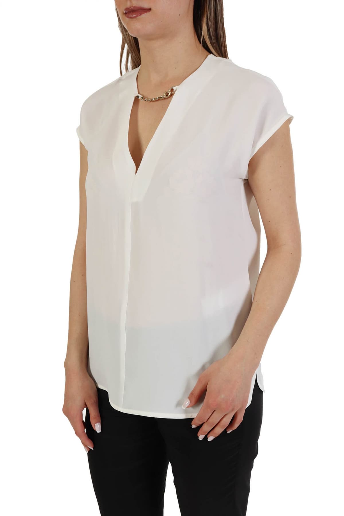 MARELLA TOP ASTER ΑΛΥΣΙΔΑ V-NECK ΛΕΥΚΟ