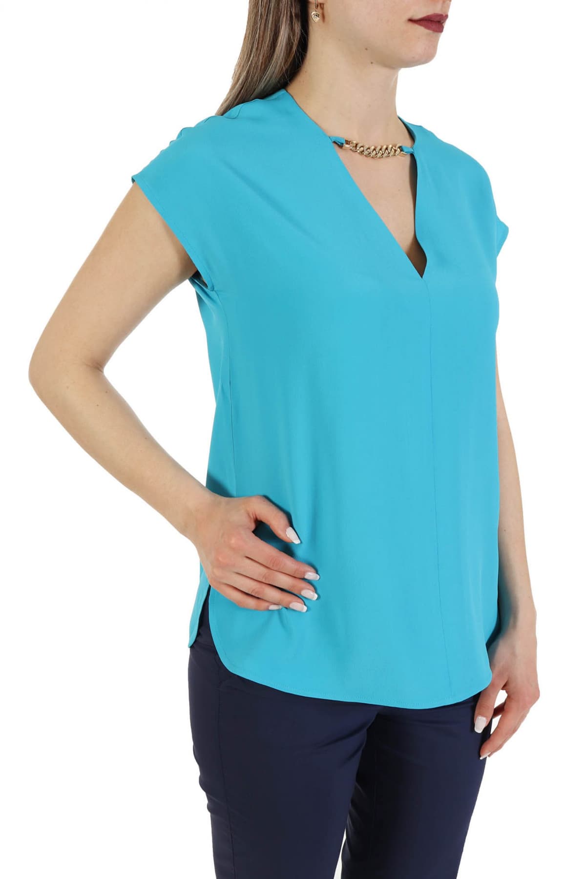 MARELLA TOP ASTER ΑΛΥΣΙΔΑ V-NECK ΤΥΡΚΟΥΑΖ