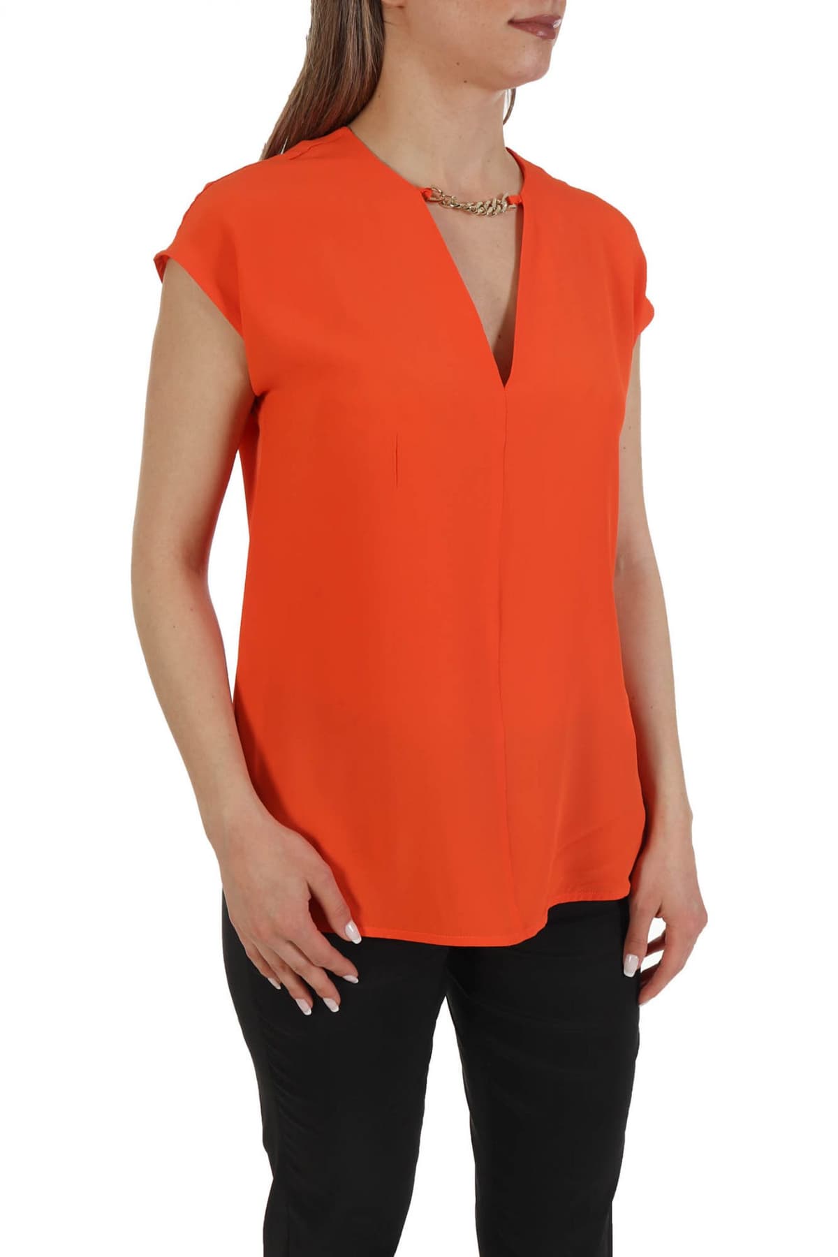 MARELLA TOP ASTER ΑΛΥΣΙΔΑ V-NECK ΠΟΡΤΟΚΑΛΙ