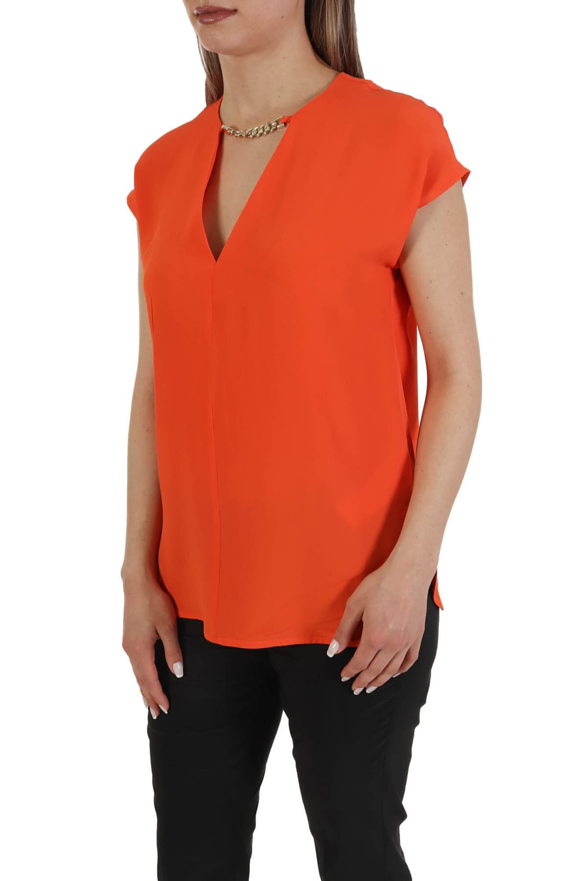 MARELLA TOP ASTER ΑΛΥΣΙΔΑ V-NECK ΠΟΡΤΟΚΑΛΙ
