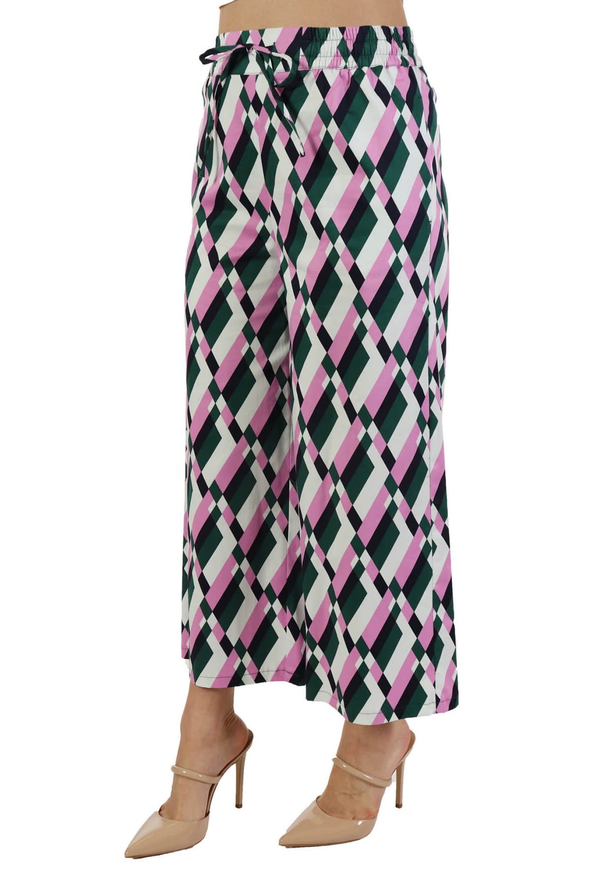 MARELLA EMME ΠΑΝΤΕΛΟΝΑ CROPPED PORDOI ΣΧΕΔΙΑ ΠΟΛΥΧΡΩΜΗ ΡΟΖ