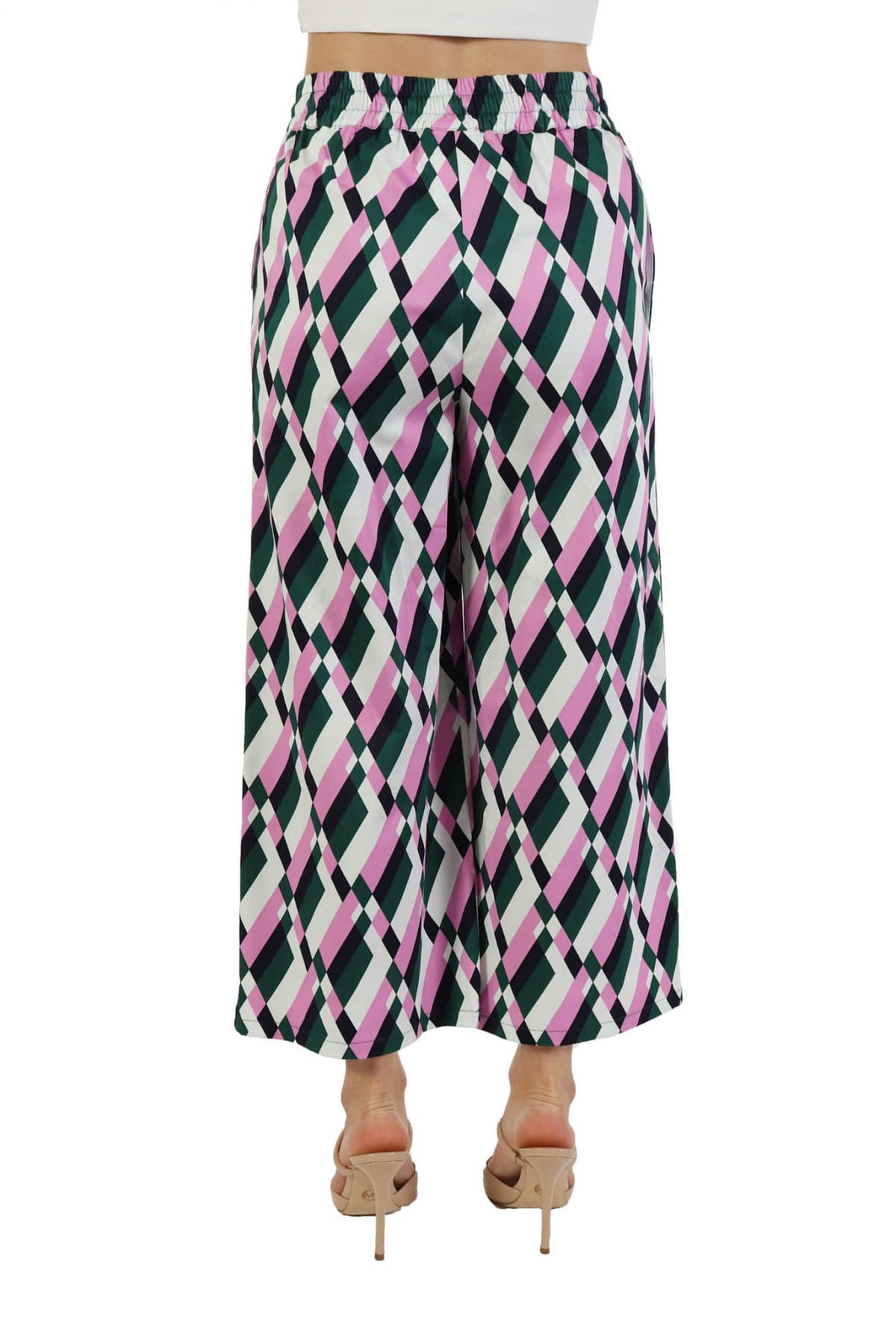 MARELLA EMME ΠΑΝΤΕΛΟΝΑ CROPPED PORDOI ΣΧΕΔΙΑ ΠΟΛΥΧΡΩΜΗ ΡΟΖ