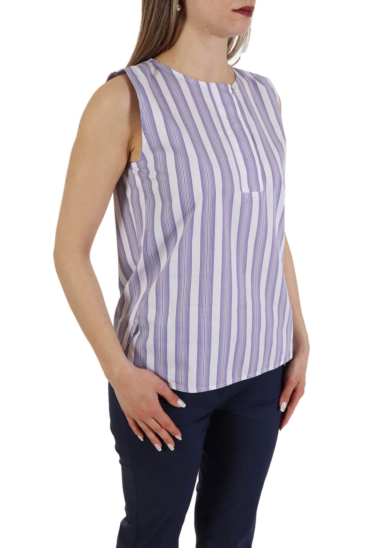 MARELLA EMME TOP MOLDAVA ΚΟΥΜΠΙΑ ΡΙΓΕΣ ΛΕΥΚΟ/ΜΩΒ