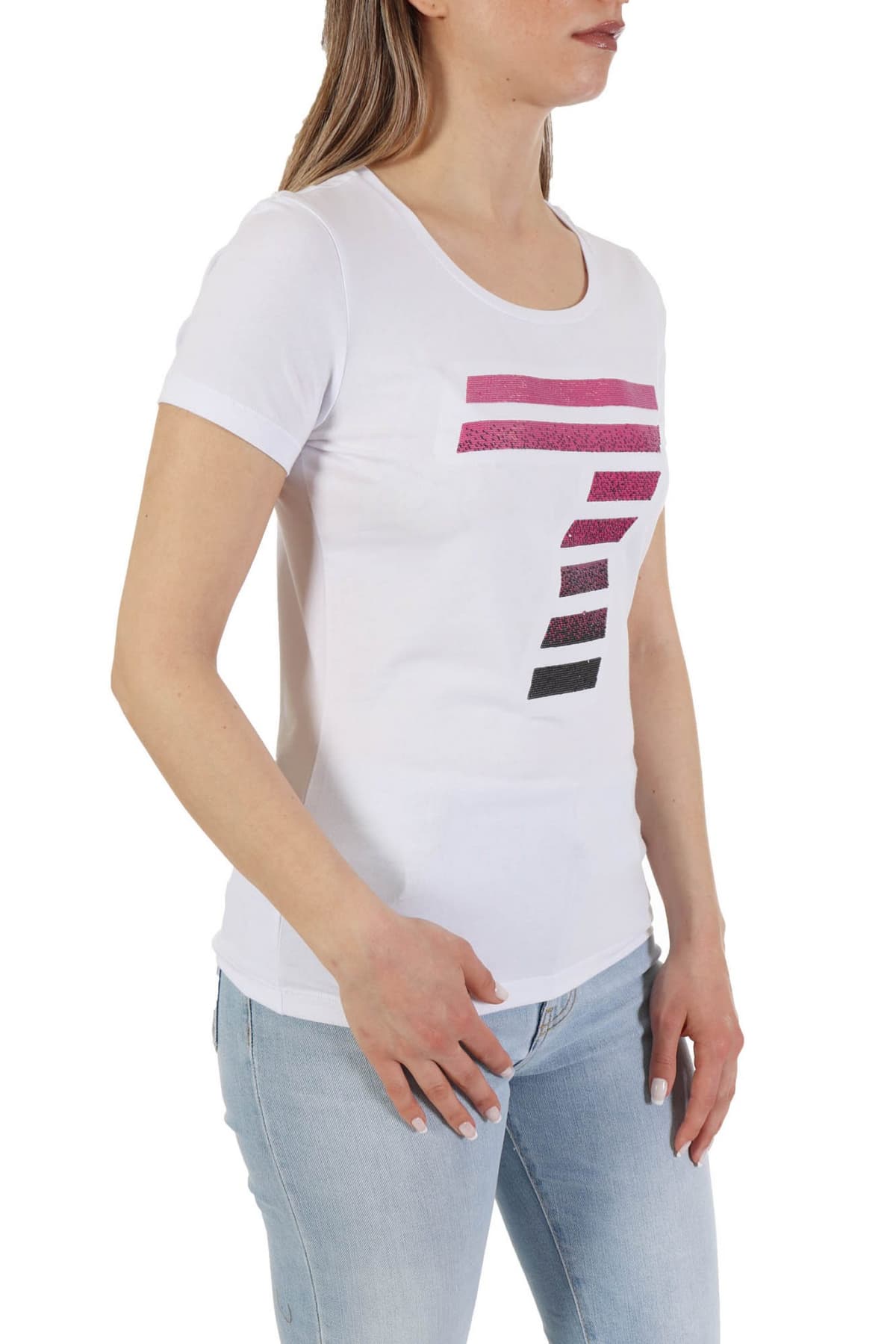 EMPORIO ARMANI 7 T-SHIRT WOMAN JERSEY 7 ΠΑΓΙΕΤΑ ΛΕΥΚΟ